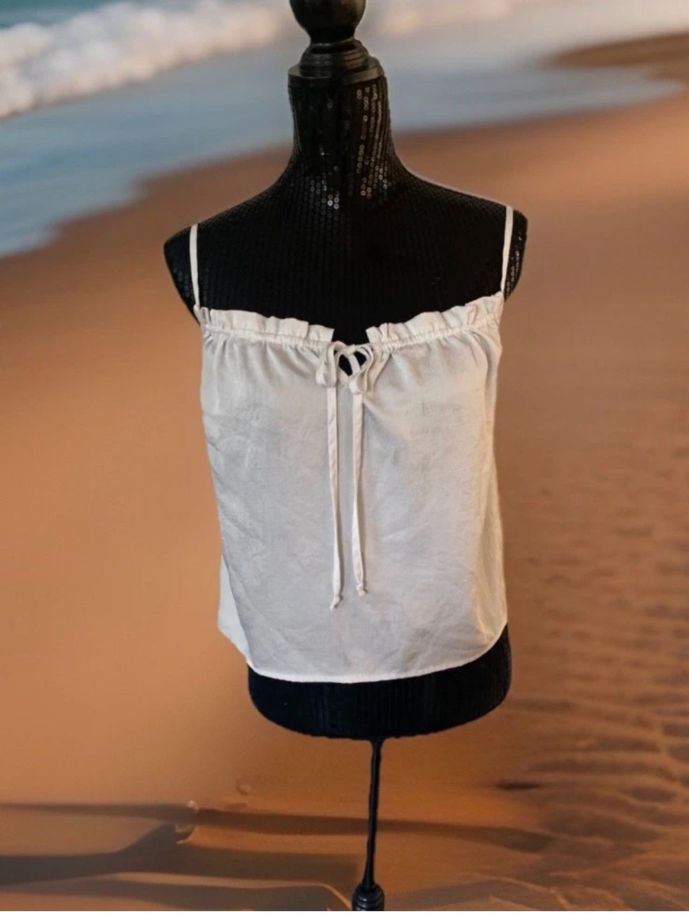 Express White Adjustable Spaghetti Strap Tie-Front Cami Tank Top Size XS